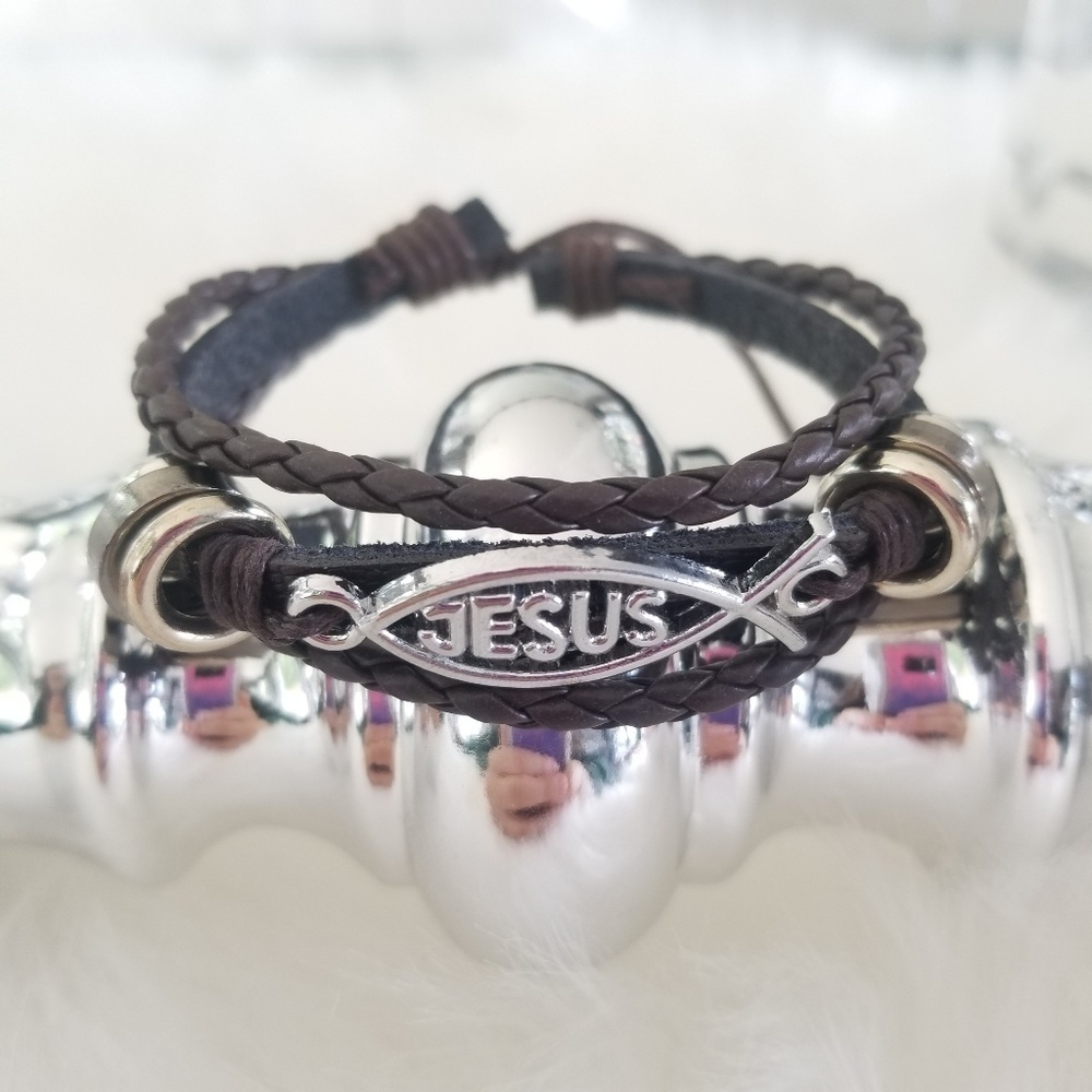 Boho brown JESUS bracelet